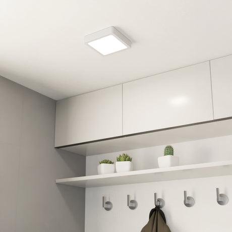Eglo EU Fueva 5 White LED Square Surface-Mounted Ceiling Light, 16cm, 3000K