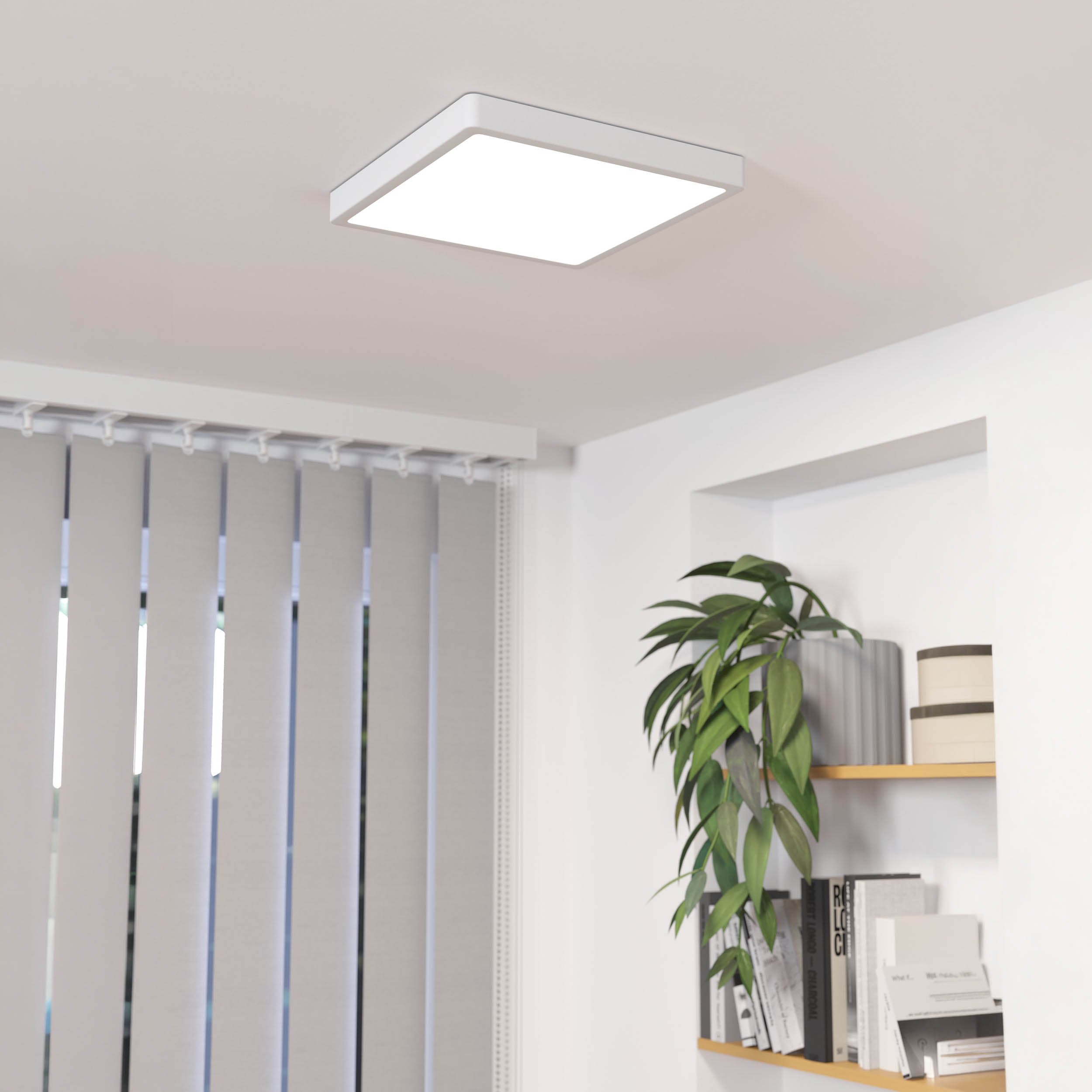 Eglo EU FUEVA?5 Surface?Mounted LED Ceiling Light – Satin Nickel Steel, Square, Dimmable Warm White, Indoor Lighting product image - Endon Lighting from First Light Direct with great prices and fast UK delivery