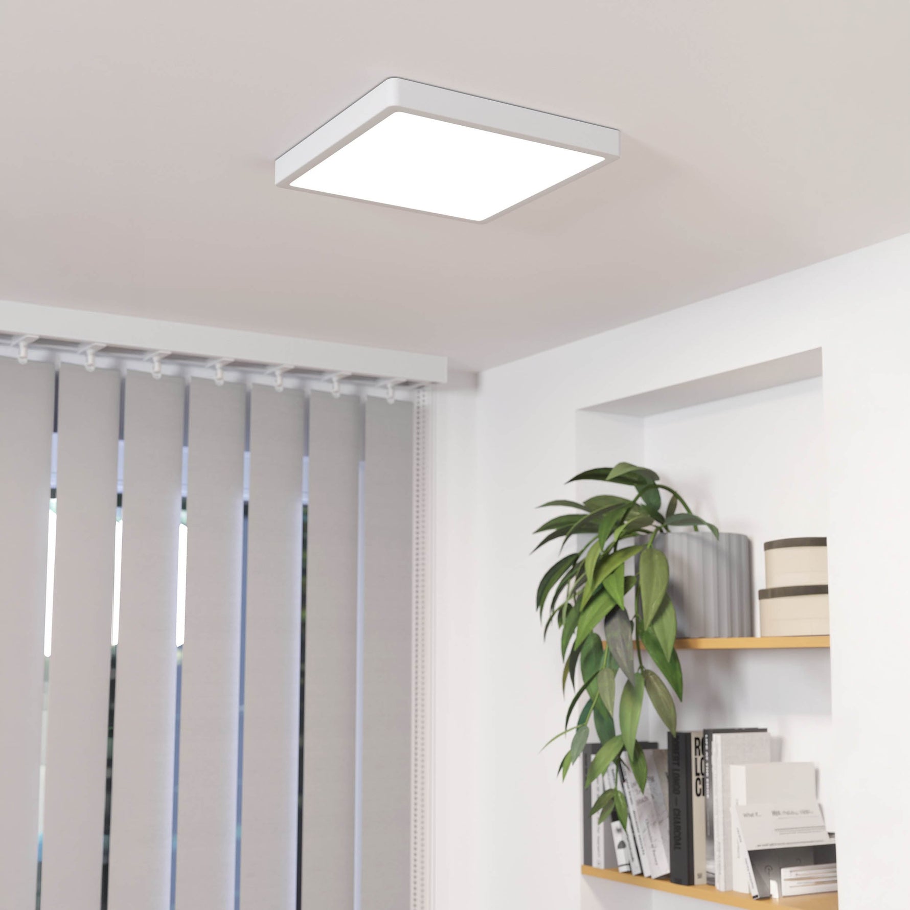 Eglo EU FUEVA?5 Surface?Mounted LED Ceiling Light – Satin Nickel Steel, Square, Dimmable Warm White, Indoor Lighting product image - Endon Lighting from First Light Direct with great prices and fast UK delivery