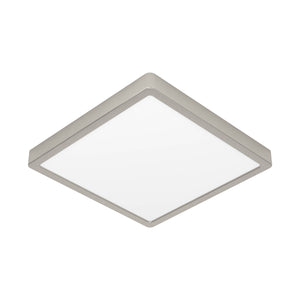 Eglo EU FUEVA?5 Surface?Mounted LED Ceiling Light – Satin Nickel Steel, Square, Dimmable Warm White, Indoor Lighting