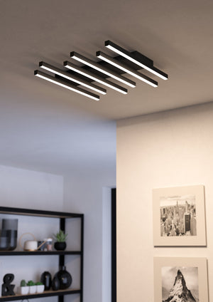 Eglo EU PADULARI LED Ceiling Light – Black Finish, Tuneable White 3000–6500K, Remote Control, 535mm Indoor Ceiling Light