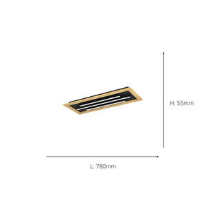 Eglo EU Tirrenara Steel & Wood Black/Brown LED Ceiling Light
