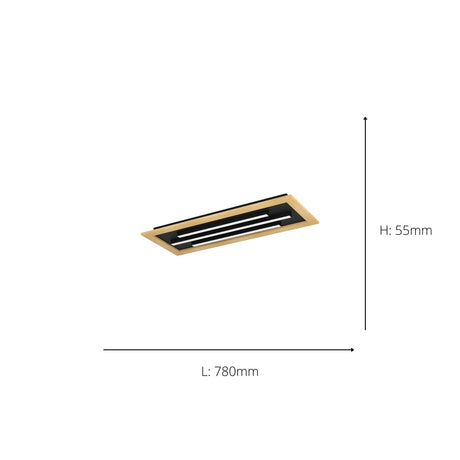 Eglo EU Tirrenara Steel & Wood Black/Brown LED Ceiling Light