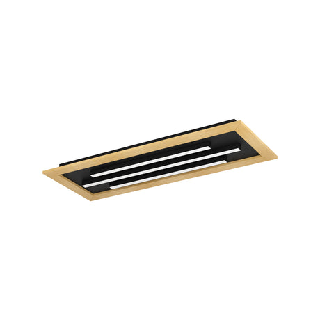 Eglo EU Tirrenara Steel & Wood Black/Brown LED Ceiling Light