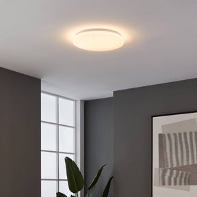 Eglo EU Rende LED Round Flush Ceiling Light With Geometric Motif