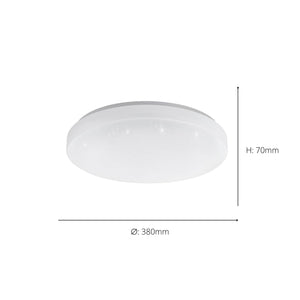 Eglo EU Totari?Z Smart LED Ceiling Light – White Crystal?Effect Design, Tuneable White 2700–6500K, App & Remote Control, 380mm Indoor Light