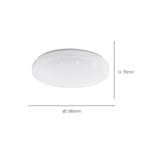 Eglo EU Totari?Z Smart LED Ceiling Light – White Crystal?Effect Design, Tuneable White 2700–6500K, App & Remote Control, 380mm Indoor Light
