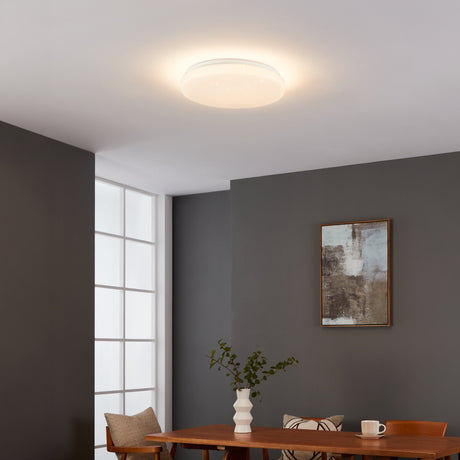 Eglo EU Totari?Z Smart LED Ceiling Light – White Crystal?Effect Design, Tuneable White 2700–6500K, App & Remote Control, 380mm Indoor Light