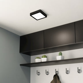 Eglo EU Fueva 5 Black LED Square Bathroom Surface-Mounted Ceiling Light, 16cm, 3000K