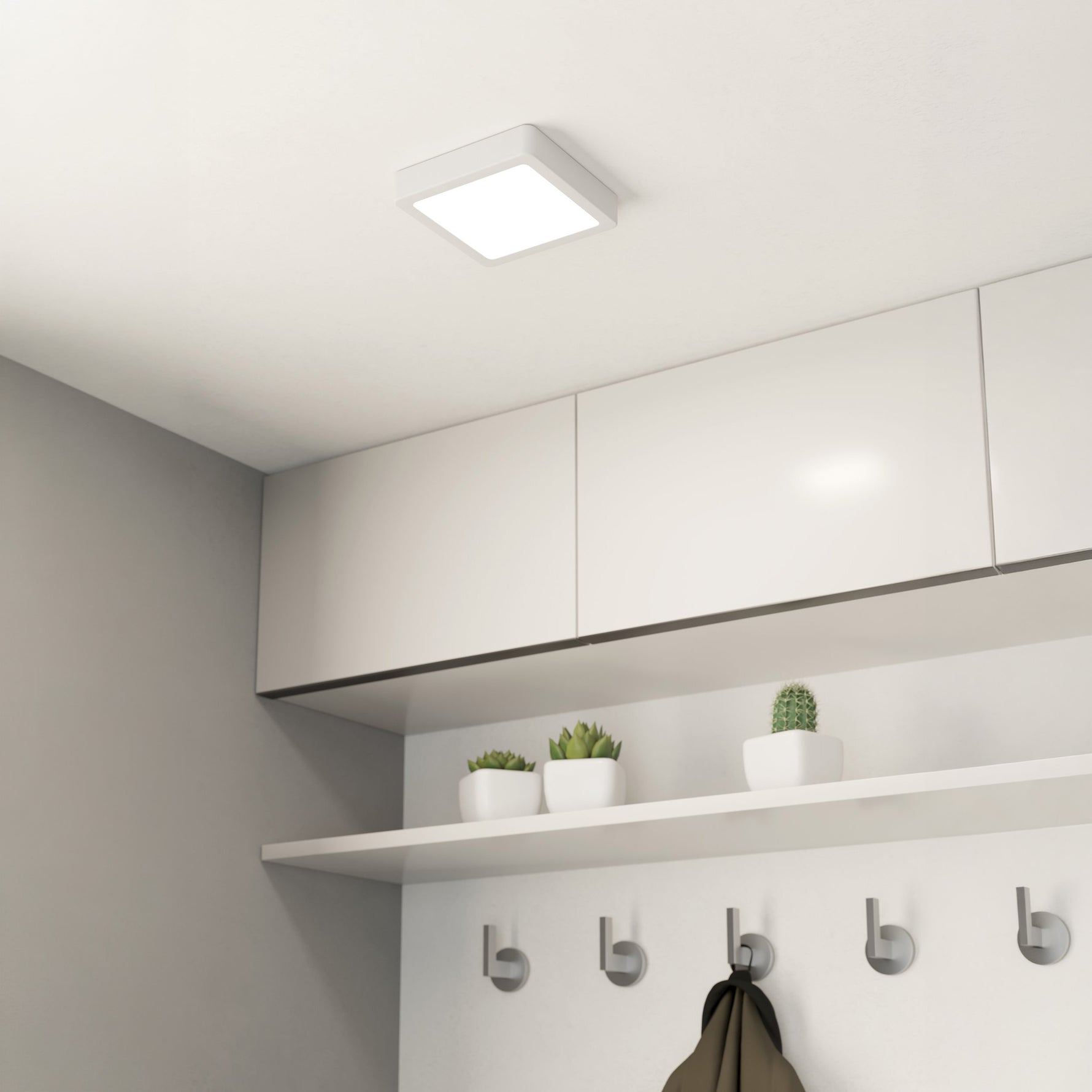 Eglo EU Fueva 5 LED Square White Steel Bathroom Surface-Mounted Light, 16cm, 3000K