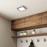 Eglo EU Fueva 5 Chrome LED Square Bathroom Surface-Mounted Ceiling Light, 16cm, 3000K