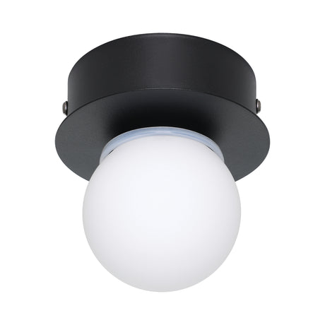 Eglo EU MOSIANO Wall & Ceiling Light – Black, Opal Glass, LED, Warm White, IP44 Bathroom Lighting