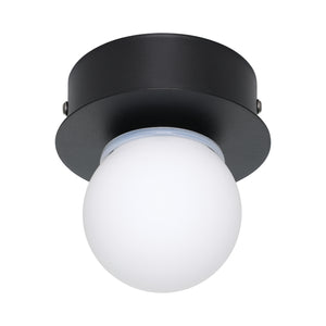 Eglo EU MOSIANO Wall & Ceiling Light – Black, Opal Glass, LED, Warm White, IP44 Bathroom Lighting