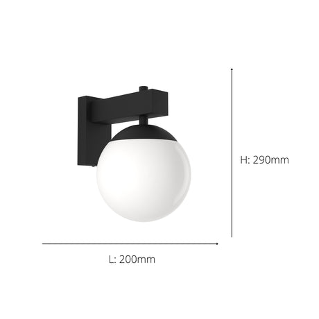 Eglo EU BUFALATA Outdoor Wall Light – Black Steel with White Diffuser, E27, Exterior Lighting