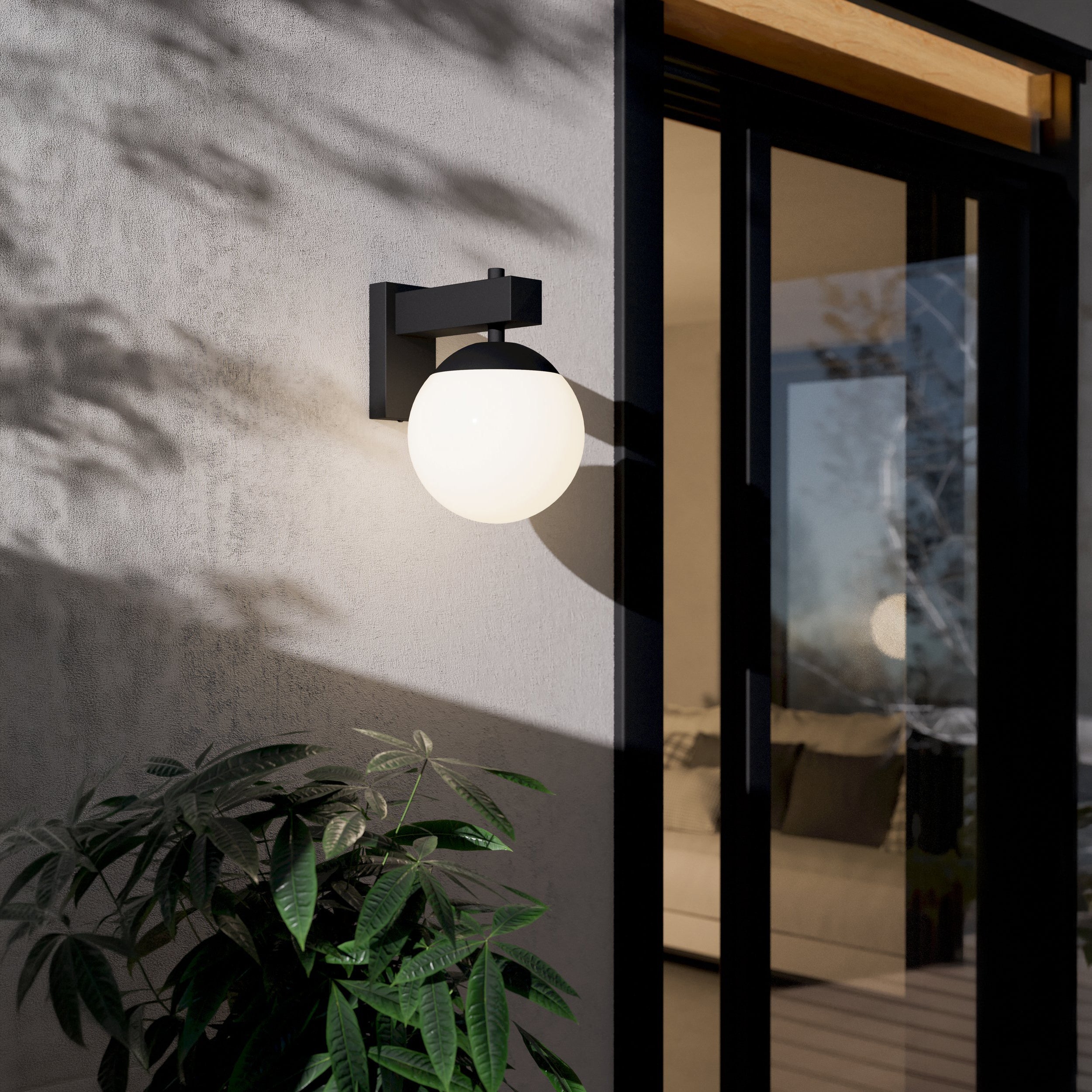 Eglo EU BUFALATA Outdoor Wall Light – Black & Brown Steel with Tinted Diffuser, E27, Exterior Lighting
