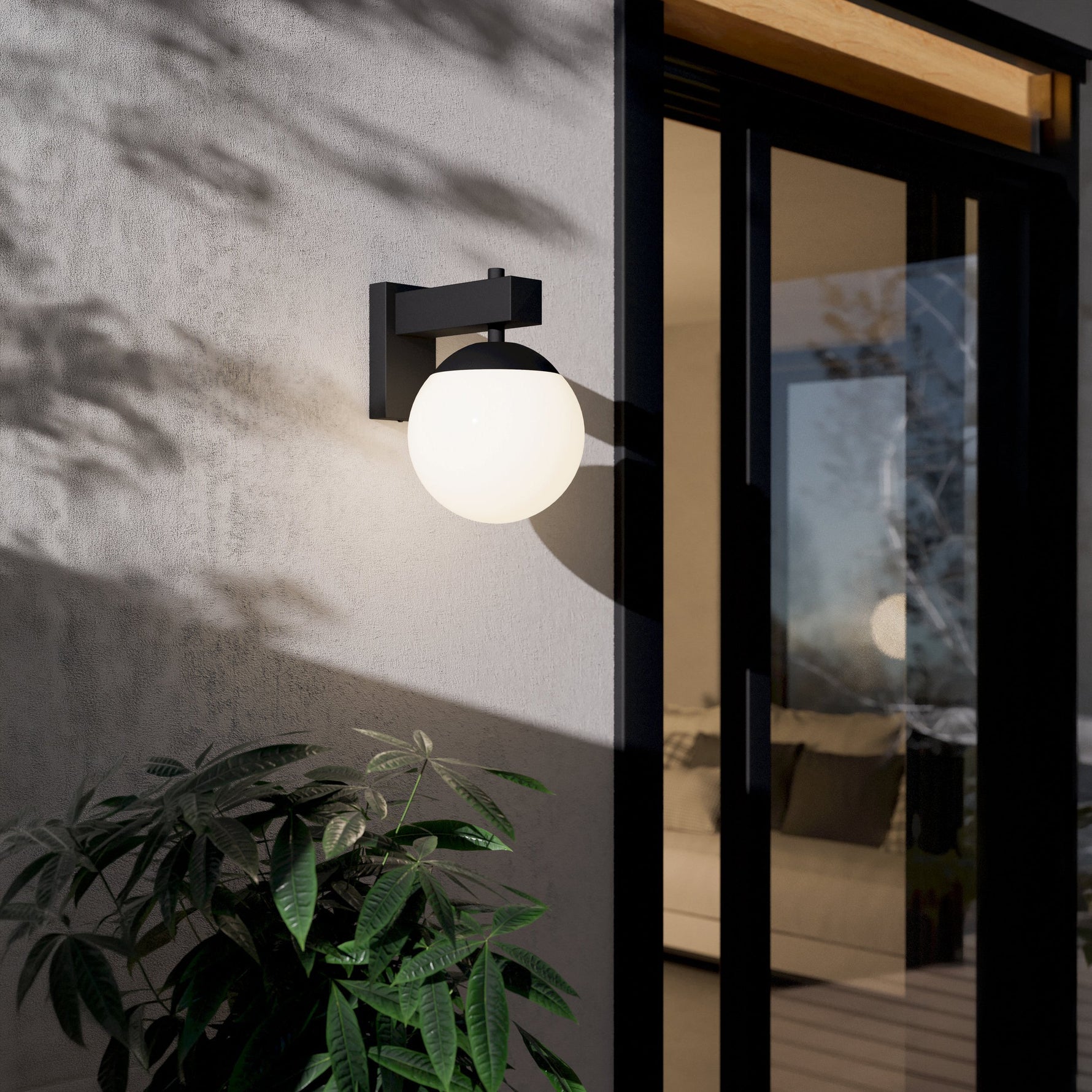 Eglo EU BUFALATA Outdoor Wall Light – Black & Brown Steel with Tinted Diffuser, E27, Exterior Lighting