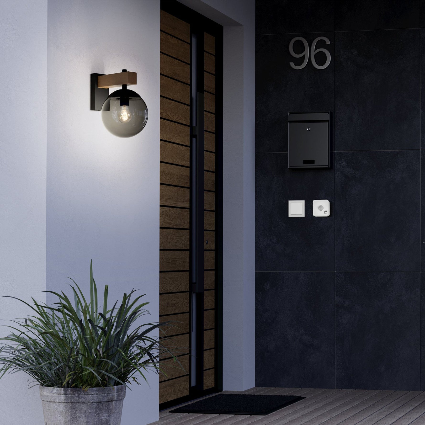 Eglo EU HYKEHAM Pendant Ceiling Light – Black Steel with Natural Wood Shade, E27, Height Adjustable, Indoor Lighting