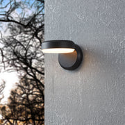 Eglo EU Fornaci LED Outdoor Wall Light Round Black Steel Downlight