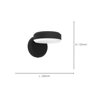 Eglo EU Fornaci LED Outdoor Wall Light Round Black Steel Downlight