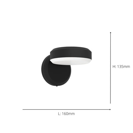 Eglo EU Fornaci LED Outdoor Wall Light Round Black Steel Downlight