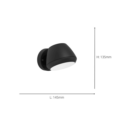 Eglo EU Nivarolo LED Outdoor Wall Light Black Steel with White Diffuser, GU10 Warm White, IP44