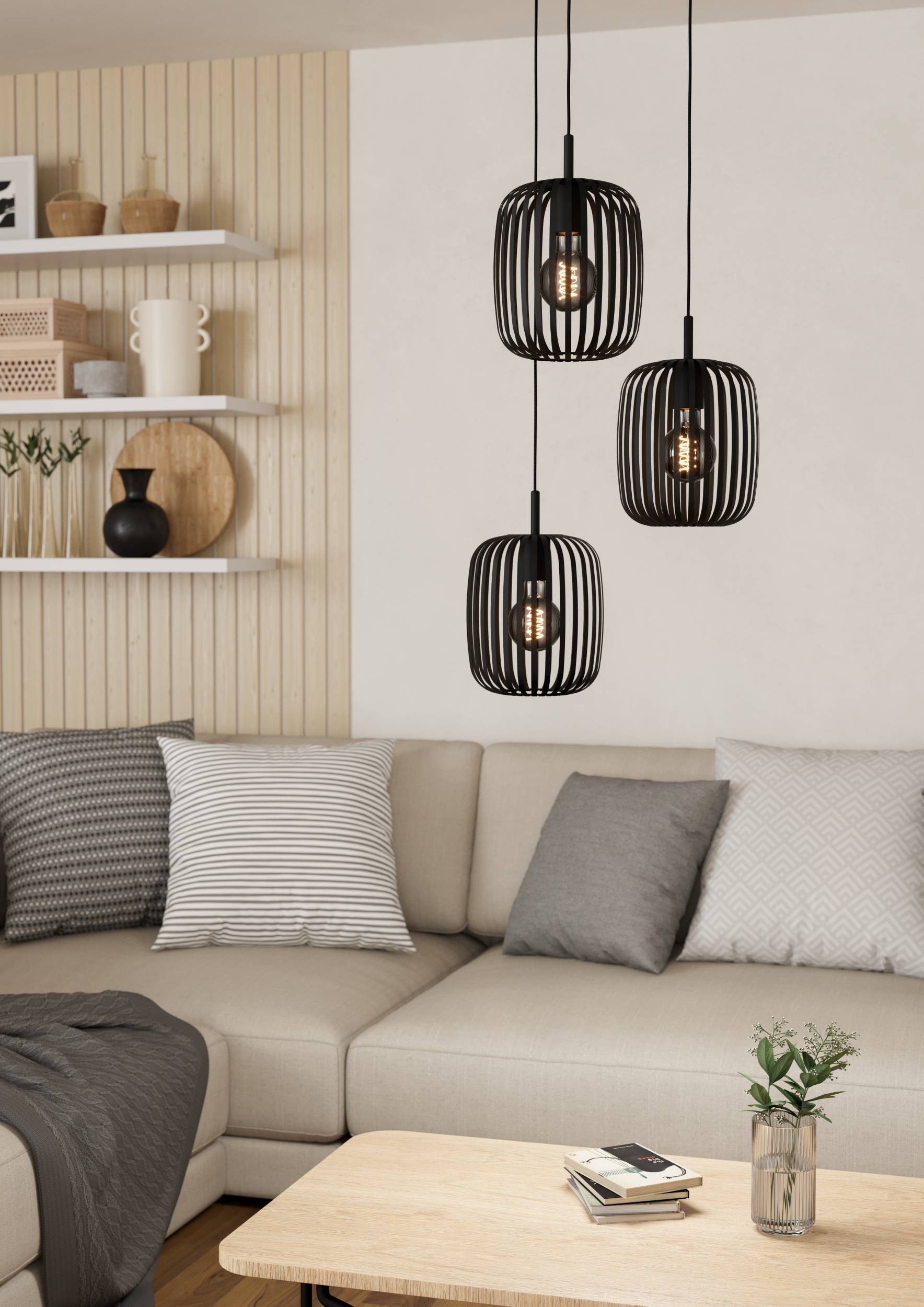 Eglo EU Romazzina Steel Sandy 3-Light Pendant