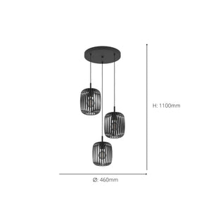 Eglo EU Romazzina Steel Black 3-Light Pendant