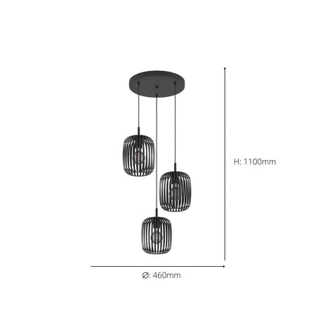 Eglo EU Romazzina Steel Black 3-Light Pendant