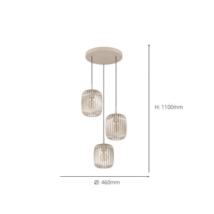 Eglo EU Romazzina Steel Sandy 3-Light Pendant