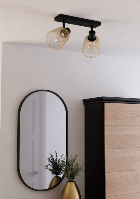 Eglo EU Coslada Black & Brass Contemporary Steel 2-Light Spotlight