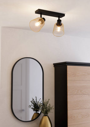 Eglo EU Coslada Black & Brass Contemporary Steel 2-Light Spotlight