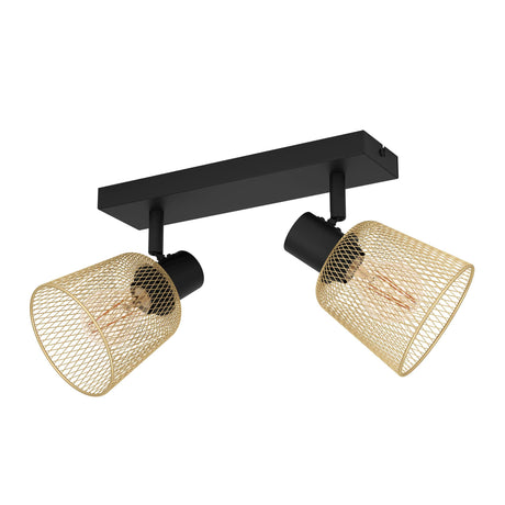 Eglo EU Coslada Black & Brass Contemporary Steel 2-Light Spotlight