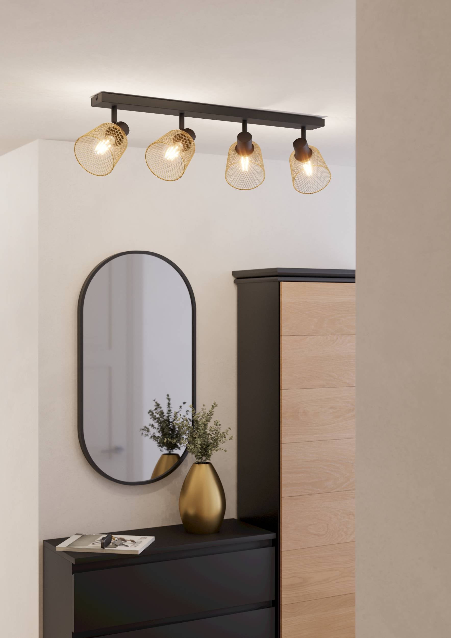 Eglo EU Bellizzi Steel Grey & White Fabric Minamalist 4-Light Spotlight product image - Endon Lighting from First Light Direct with great prices and fast UK delivery