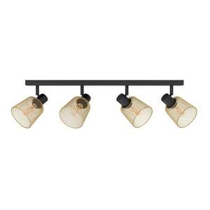 Eglo EU Coslada Black & Brass Contemporary Steel 4-Light Spotlight