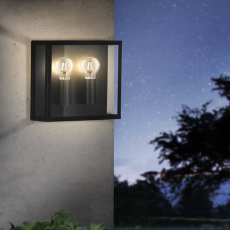 Eglo EU Alamonte 1 2-Light Caged Industrial Outdoor Wall Light