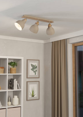 Eglo EU ARRECIFE 4?Light Spot Bar – Brown & Satin Nickel, E27 Fittings, 745mm
