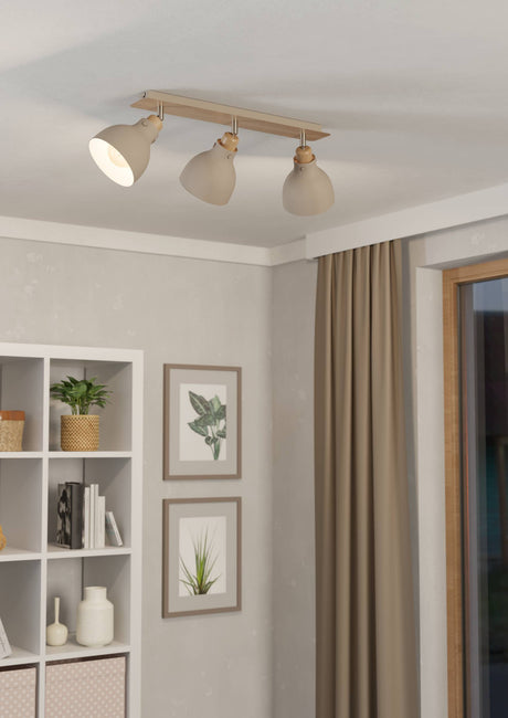 Eglo EU ARRECIFE 4?Light Spot Bar – Brown & Satin Nickel, E27 Fittings, 745mm