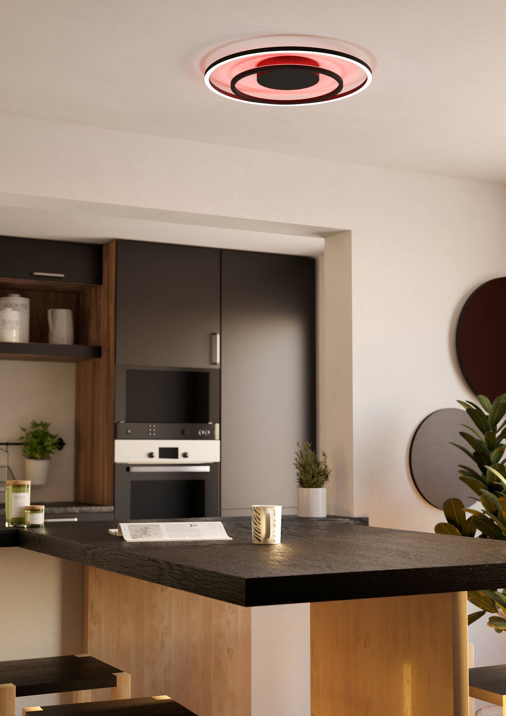 Eglo EU Calagrano-Z Black Aluminium & Steel LED Smart Control Ceiling Light, Square product image - Endon Lighting from First Light Direct with great prices and fast UK delivery