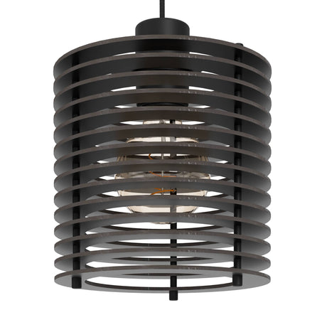 Eglo EU Segovia Black Steel & Wood Modern 3-Light Pendant