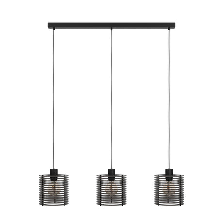 Eglo EU Segovia Black Steel & Wood Modern 3-Light Pendant