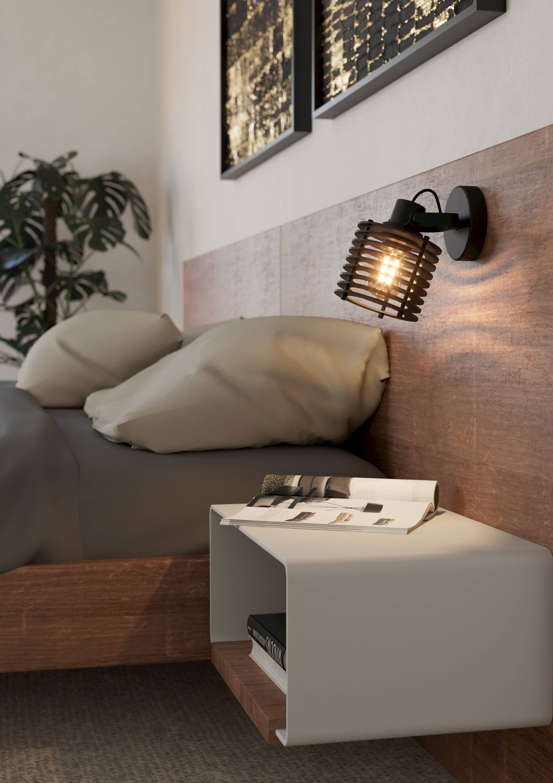 Eglo EU SAN?PERI?1 Wall Light – Black & White Steel, GU10 LED, Warm White, IP44 Indoor Wall Spotlight product image - Endon Lighting from First Light Direct with great prices and fast UK delivery
