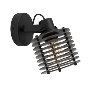 Eglo EU Segovia Black Steel & Wood Modern Single Spotlight