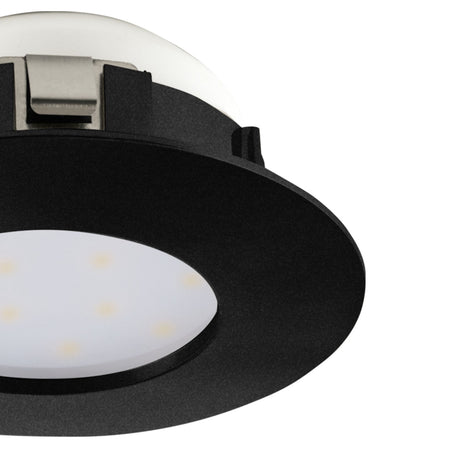 Eglo EU Pineda LED Plastic Black Round Recessed Light, 7.8cm, 3000K