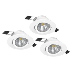 Eglo EU Saliceto White Aluminium LED Warm White Single Recessed Light, 88 x 42mm