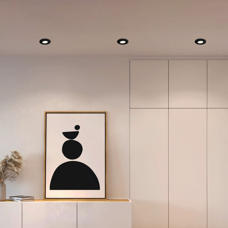 Eglo EU Pineda LED Plastic Black Round Recessed Light, 8.4cm, 3000K
