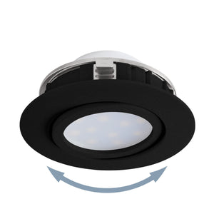 Eglo EU Pineda LED Plastic Black Round Recessed Light, 8.4cm, 3000K