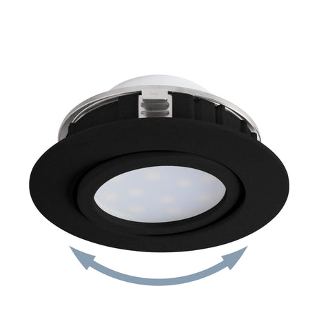 Eglo EU Pineda LED Plastic Black Round Recessed Light, 8.4cm, 3000K