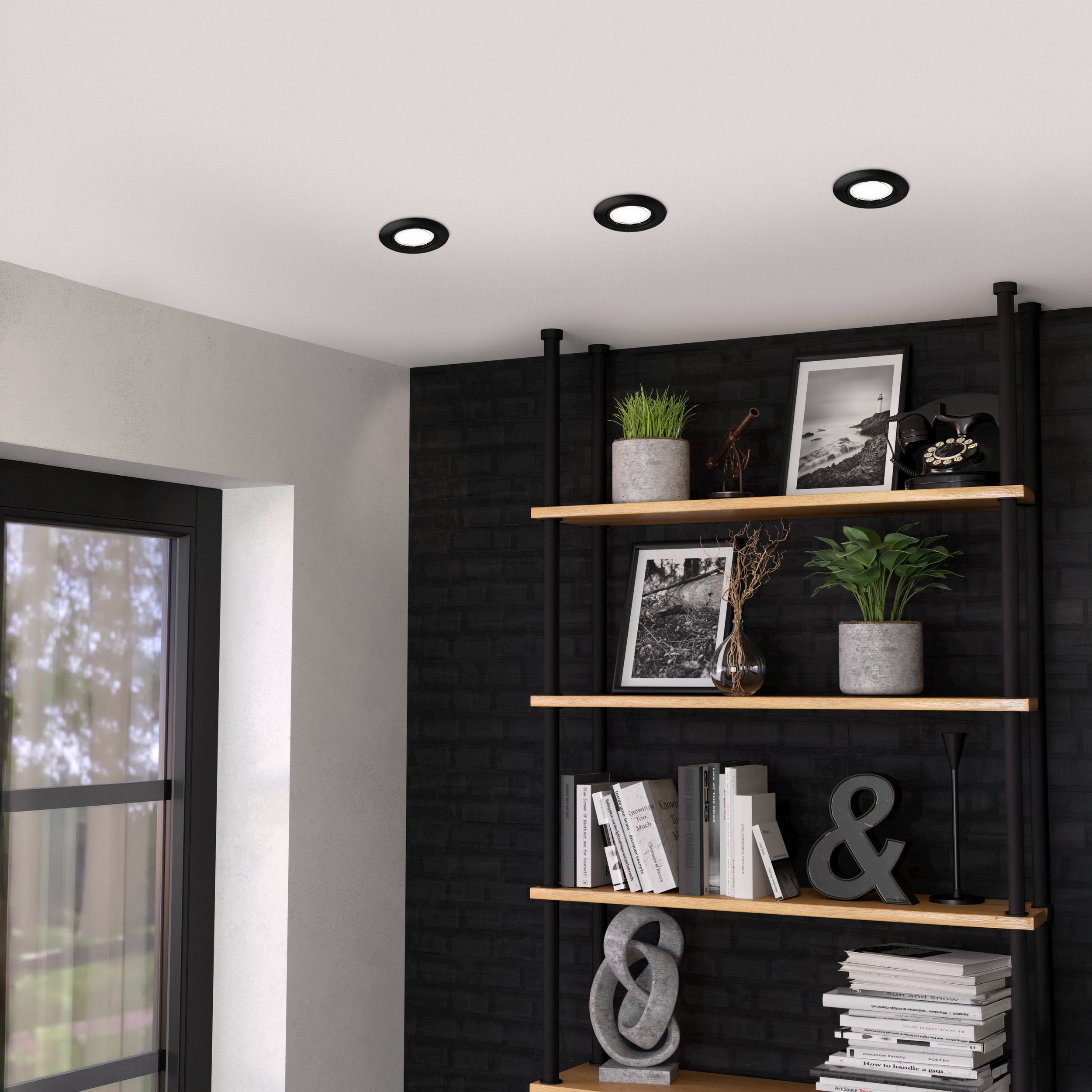 Eglo EU PENETO Recessed Ceiling Light – Black Steel, Triple GU10 LED, Warm White, Indoor Downlight