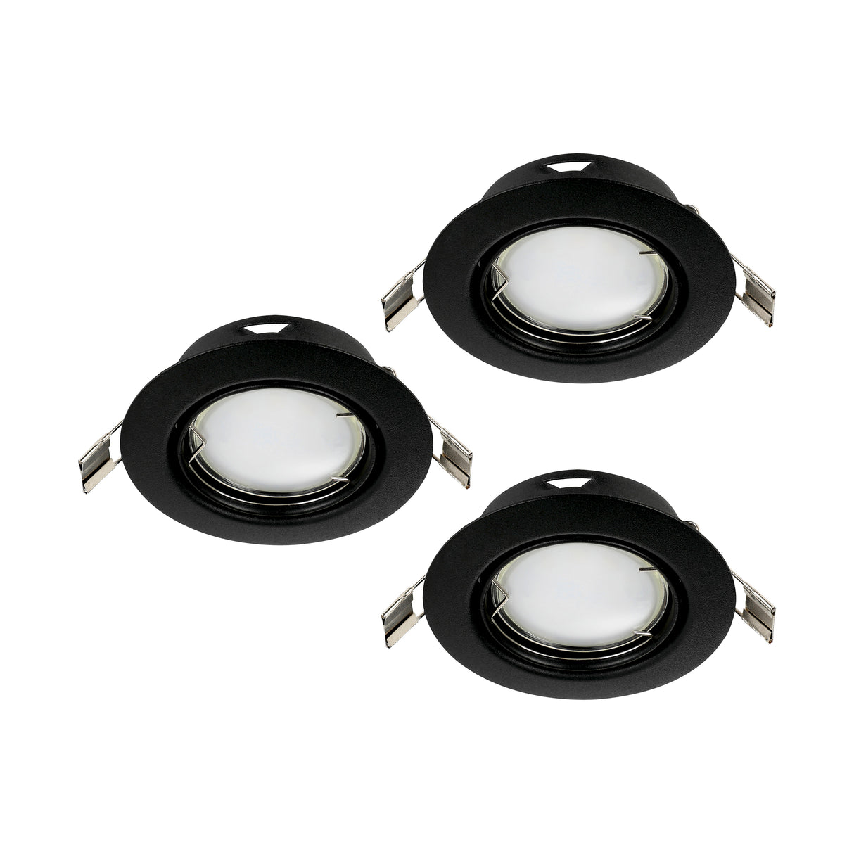 Eglo EU PENETO Recessed Ceiling Light – Black Steel, Triple GU10 LED, High Output Warm White Downlight