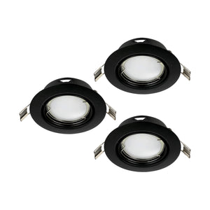 Eglo EU PENETO Recessed Ceiling Light – Black Steel, Triple GU10 LED, High Output Warm White Downlight